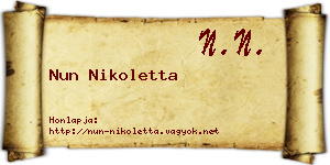 Nun Nikoletta névjegykártya